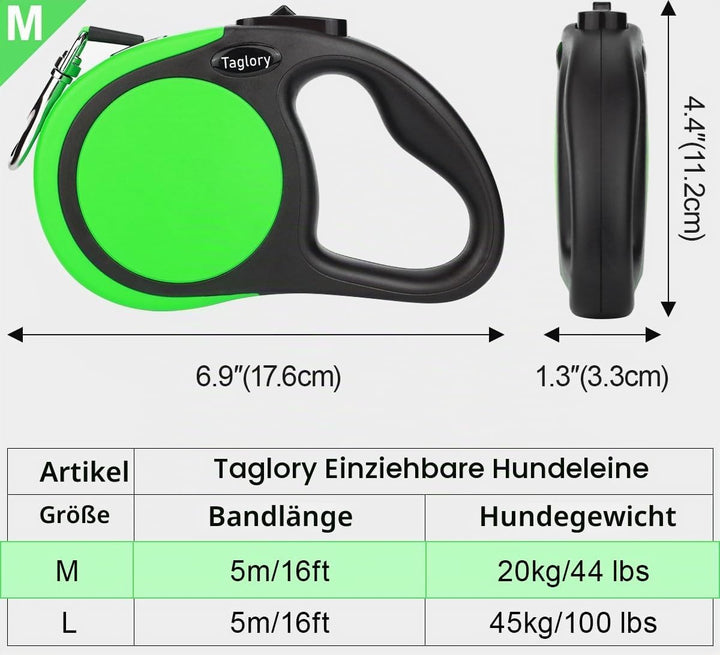 Taglory Hundeleine Rollleinen für Kleine und Mittelgrosse Hunde bis 20kg, Hundeleine Ausziehbar mit
