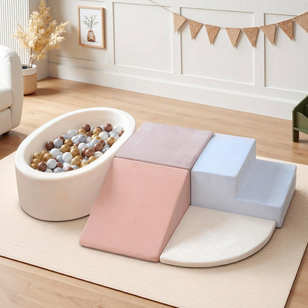 BanaSuper Schaumstoff-Kletterblöcke für Kinder, Baby Schaumstoff Bausteine XXL mit Bällebad, Kletter