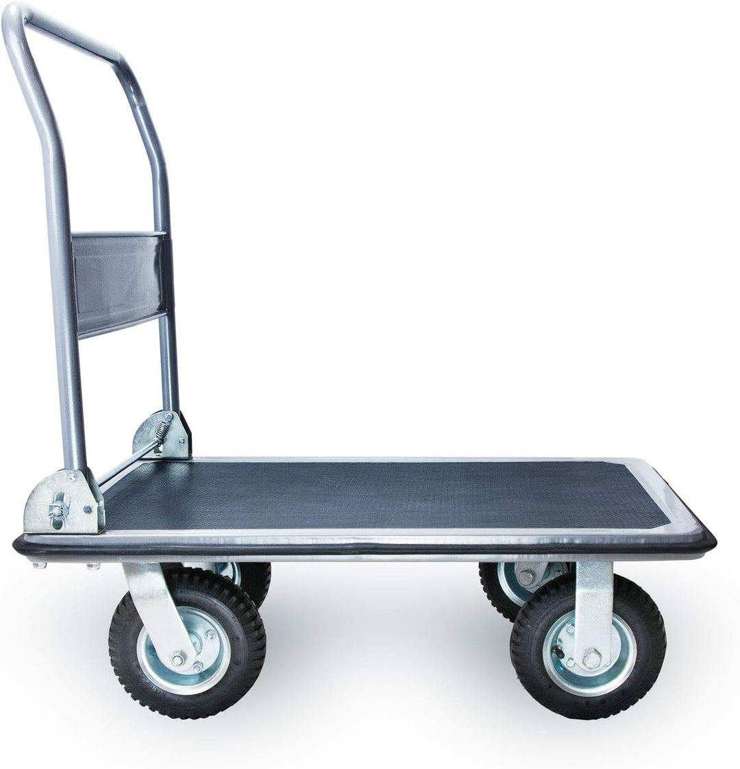 Grafner XXL Schwerlast Plattformwagen, bis 350 kg Tragkraft, luftbereifte Lenkrollen mit starkem Pro