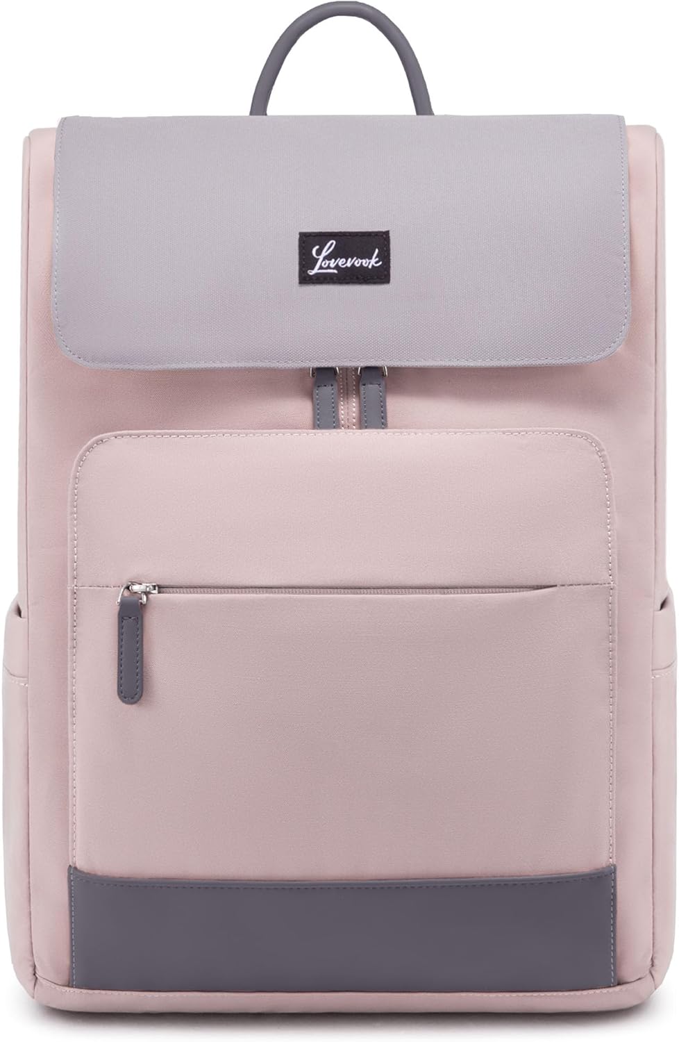 LOVEVOOK Rucksack Damen, 15,6 Zoll Laptop Schulrucksack Teenager Rosa Grau 15.6", Rosa Grau 15.6"