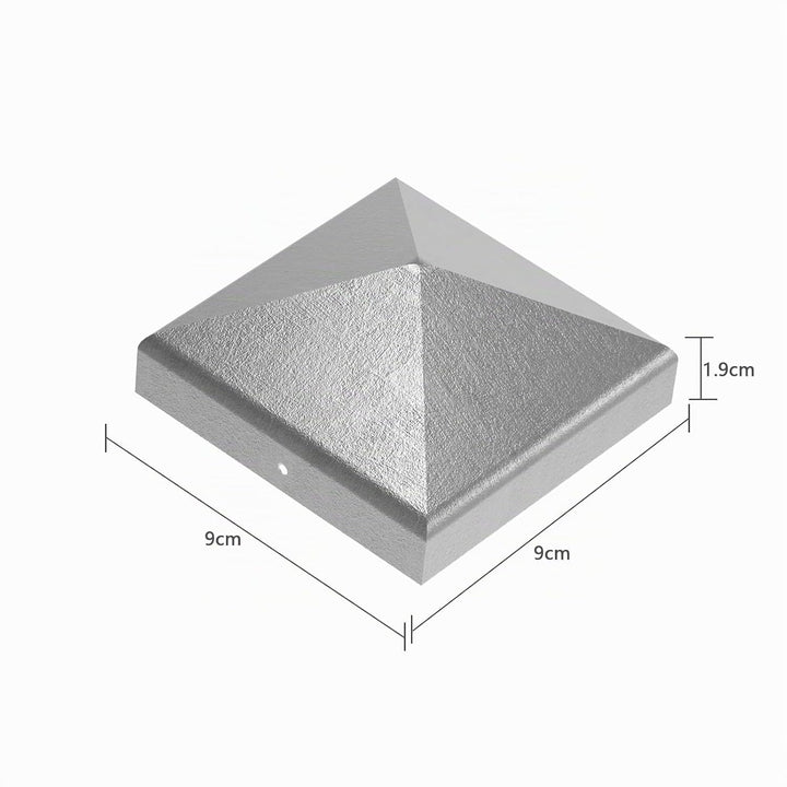 10 Stück Pfostenkappe, Pfostenkappen 9x9 cm, 90x90 mm Abdeckkappe Metall galv, Zaunpfosten Metall ve