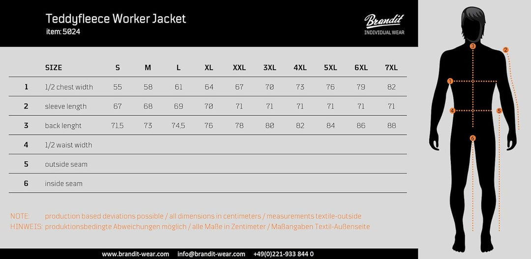 Brandit Teddyfleece Worker Jacket 7XL Oliv, 7XL Oliv