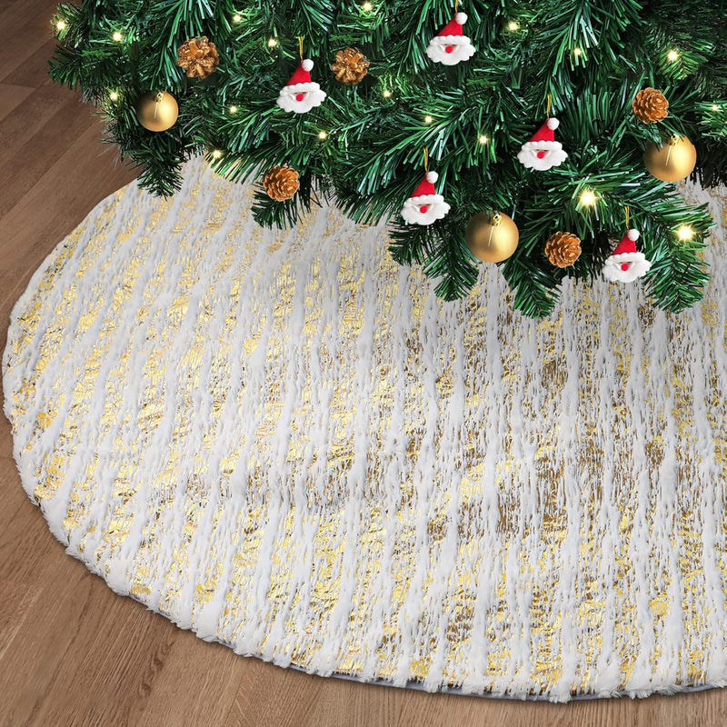 Lewondr Weihnachtsbaum Rock, 48 Zoll Weihnachtsbaumdecke Rund Christbaumdecke mit Bronziermuster aus