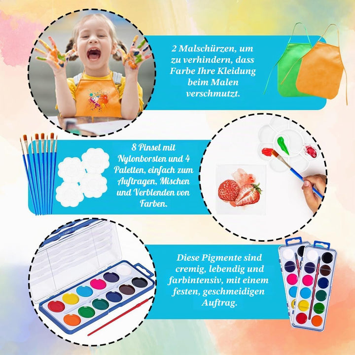 32Pcs Mini leinwand und Staffelei Set, XingyLi 8 kleine Leinwand Kunsttafeln mit 8 Künstler Dreieck