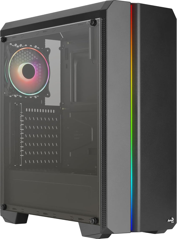 Aerocool GENESISV2BK, PC ATX Gehäuse, Front LED ARGB, ARGB 12cm Lüfter, Schwarz Schwarz GENESISV2BK