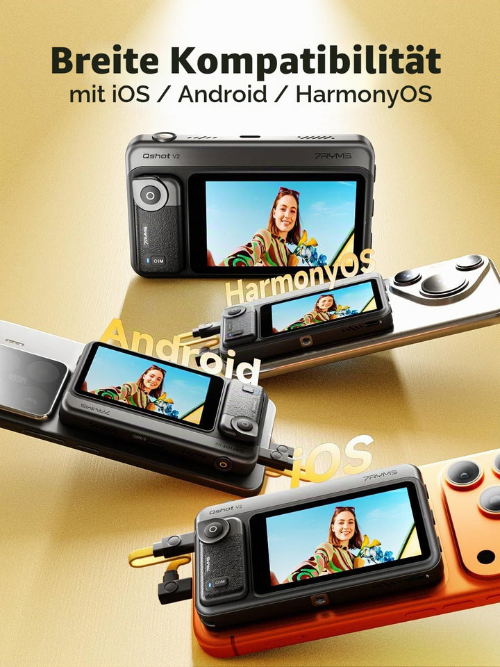 7RYMS Qshot V2 Selfie-Monitor-Bildschirm für iPhone &amp; Android,4K 60fps magnetischer Rückkamera-Monit
