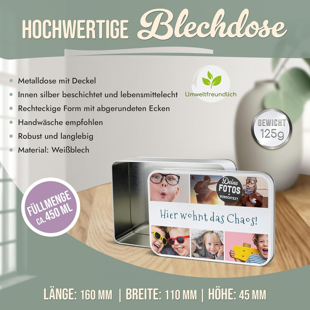 Print Royal PR Geschenkdose selbst gestalten mit 6 Fotos & Text - Blechdose bedrucken, Personalisier