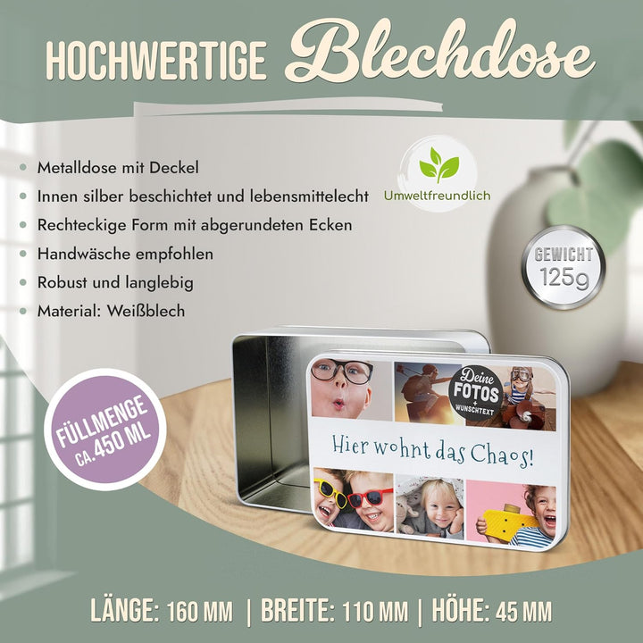 Print Royal PR Geschenkdose selbst gestalten mit 6 Fotos & Text - Blechdose bedrucken, Personalisier