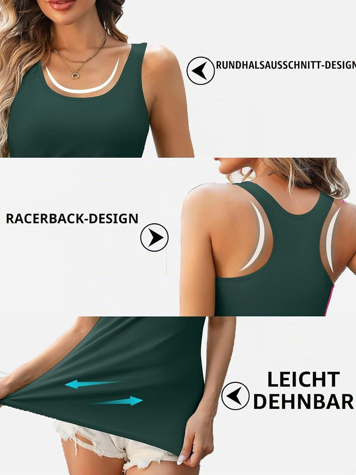 Charmo Unterhemd Damen BH-Hemd Basic Racerback Tank Tops mit Regal-BH Baumwoll Stretch eng Top Slim