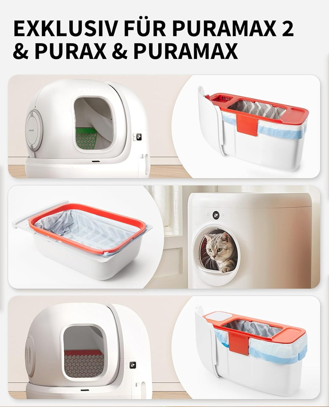 PETKIT Katzentoilettenbeutel mit Zugbändern, Beutel für Katzentoilette für Pura MAX und Pura X,Kratz