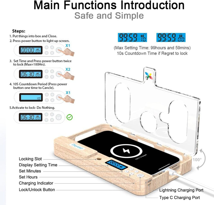 Dayear Handy Timer Box Handy Gefängnis, Handy Safe Schlossbox mit Timer Telefon Gefängnis für iPhone