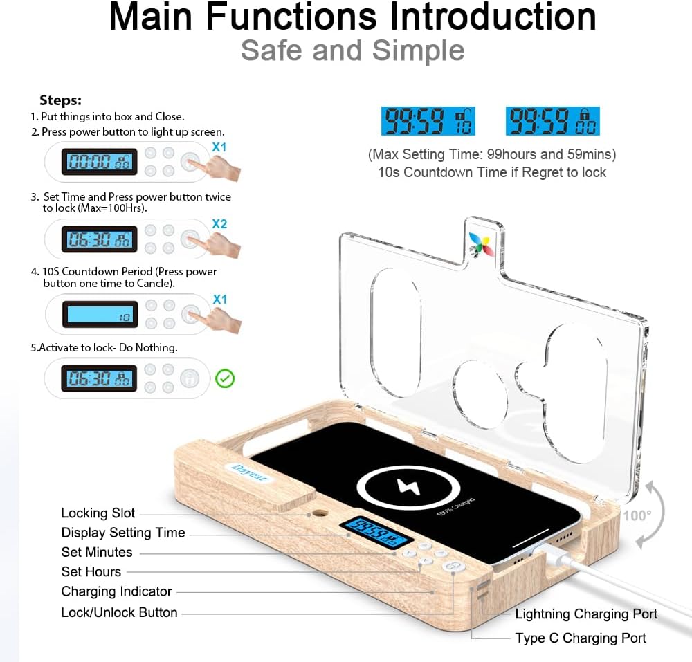 Dayear Handy Timer Box Handy Gefängnis, Handy Safe Schlossbox mit Timer Telefon Gefängnis für iPhone
