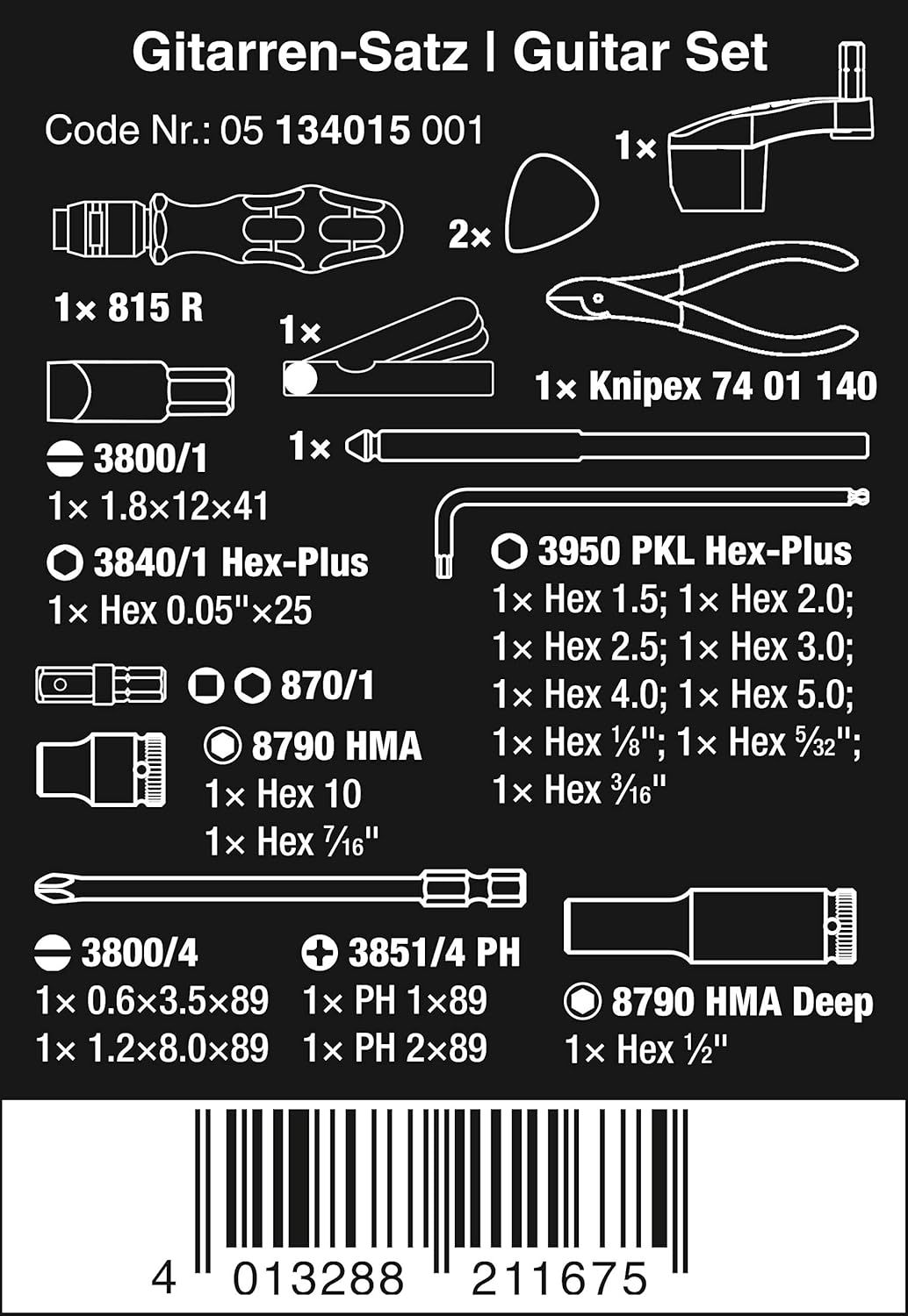 Wera 05134015001 9100 Gitarren-Werkzeugsatz, 27-teilig