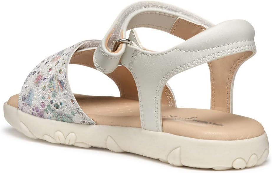 Geox Mädchen J Haiti Girl Sandal, Off White Multicolor