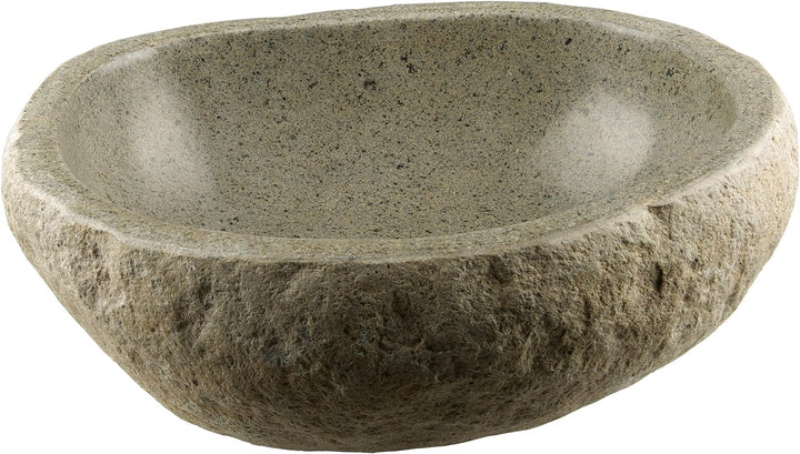 Divero Naturstein Hand-Waschbecken Aufsatzwaschbecken Vulkanstein Andesit Findling grau Ø ca. 33 – 4