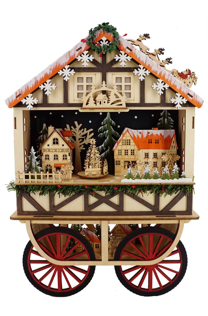 abc HOME Spieluhr | Weihnachten | LED´s | batteriebetrieben, Sperrholz, hell-braun, 12 cm T x 34 cm