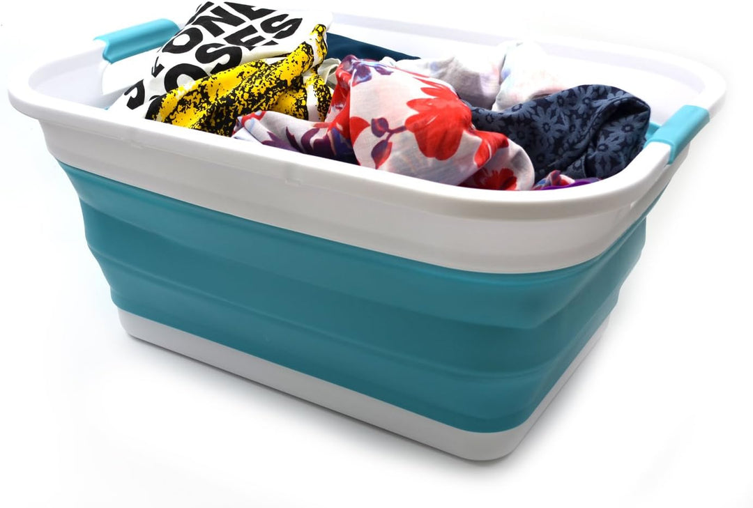 SAMMART 2er-Se 41L Zusammenklappbare Plastikwäschekorb Set - Faltbare Pop Up Lagercontainer/Organize