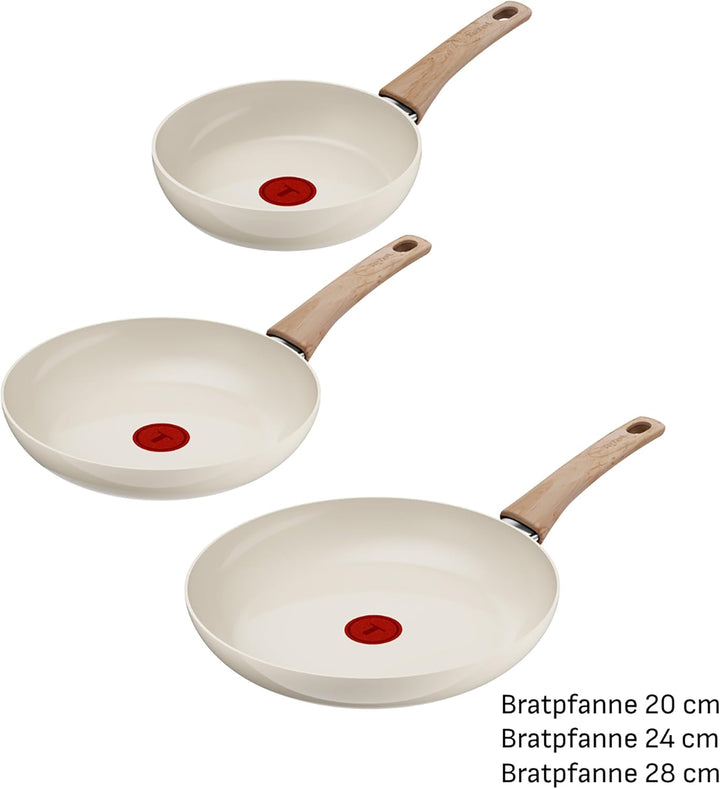 Tefal Reflect On 3-tlg. Pfannen-Set, 20/24/28 cm, keramische Antihaftbeschichtung, recycelter Alumin