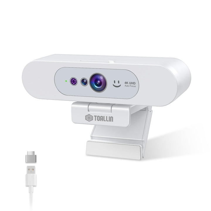 TOALLIN 4K UHD Webcam für PC, Windows Hello kompatible Kamera, Gesichtserkennung, Autofokus, integri