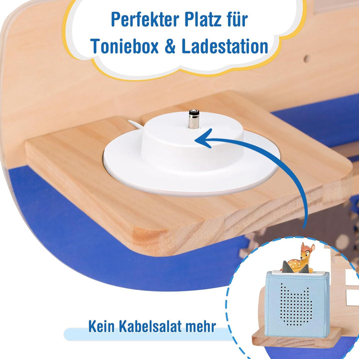Todeco Tonie-Regal für Toniebox Hörfiguren, Magnetische Aufbewahrung für 10-15 Tonie, Wandregal Kind