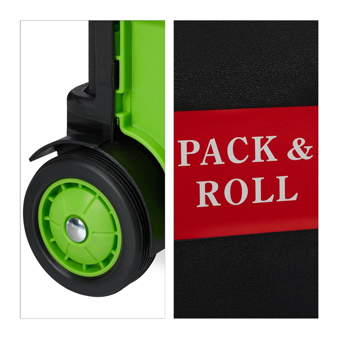 Relaxdays Einkaufstrolley, Klapptrolley mit Rollen & Deckel, Teleskopgriff, bis 35 kg, Faltbarer Tro