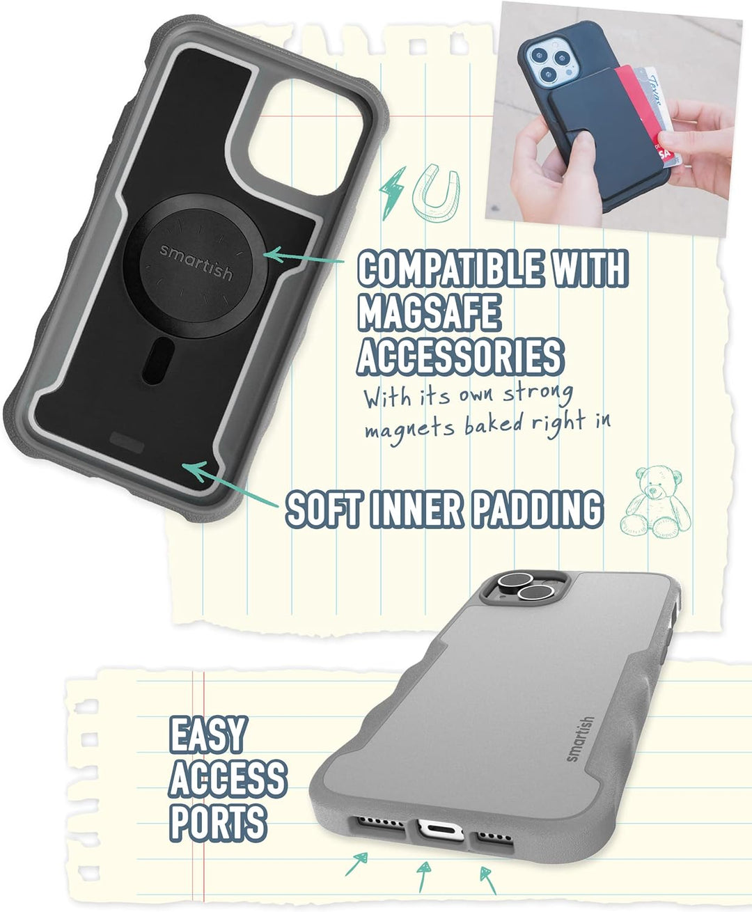 smartish iPhone 14 Plus Schutzhülle – Gripzilla kompatibel mit MagSafe [Robust + Tough] Strapazierfä