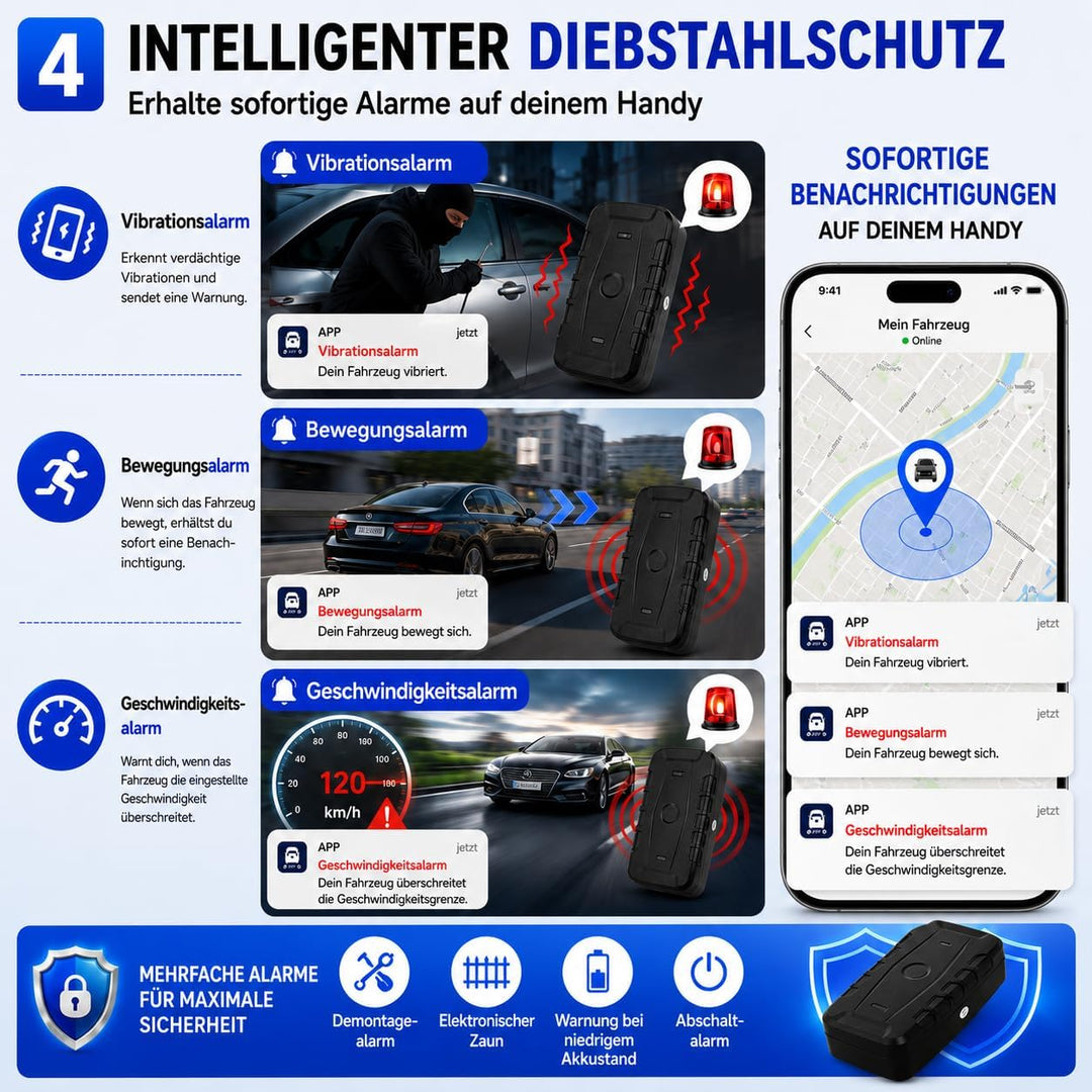 Winnes 4G GPS Tracker für Auto GPS Tracker Ohne ABO Echtzeit Ortung,20000mAh Akku,Standby-Zeit Von 2