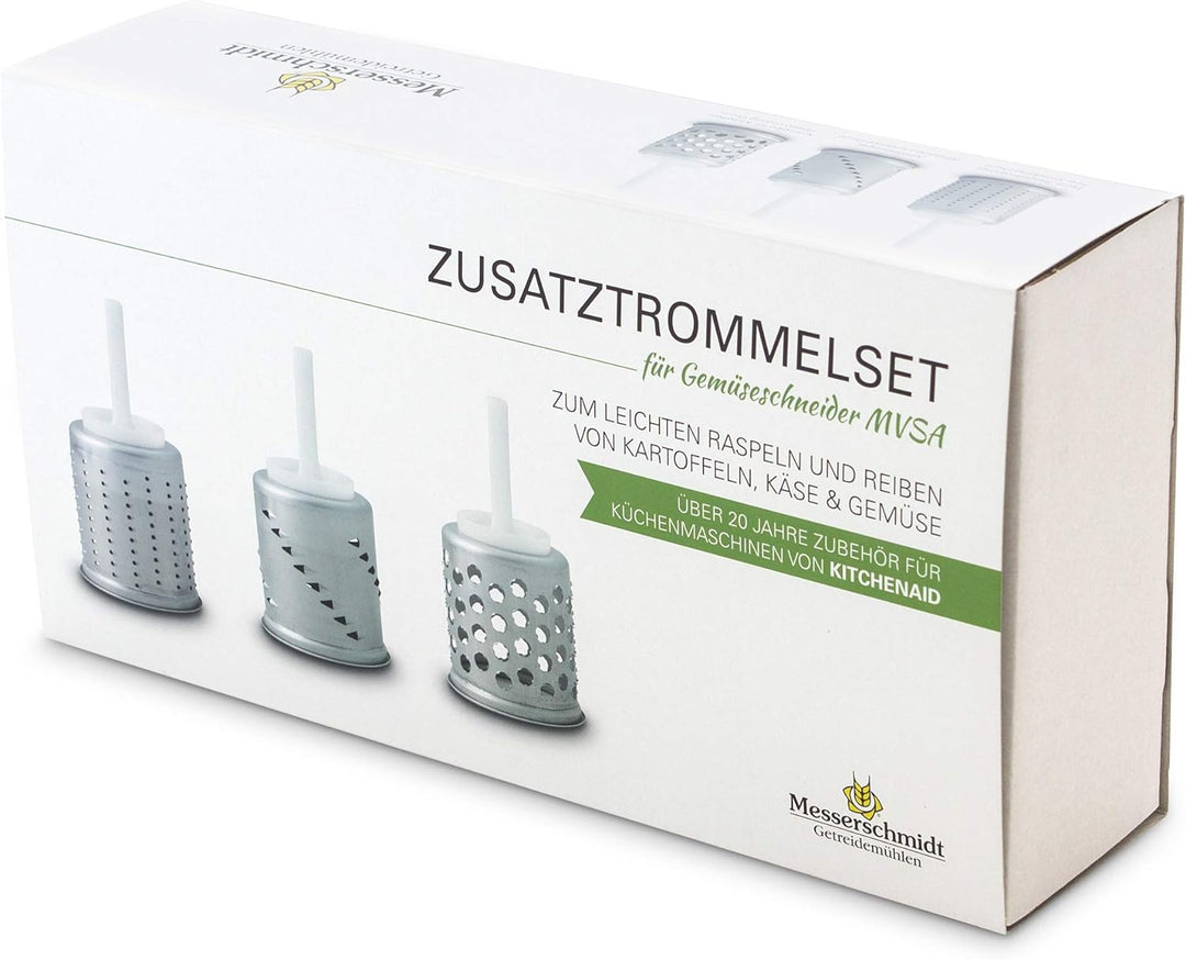 Messerschmidt Zusatztrommelset EMVSC für Gemüseschneider 62010, Edelstahl, Silber, 14 x 11 x 23 cm
