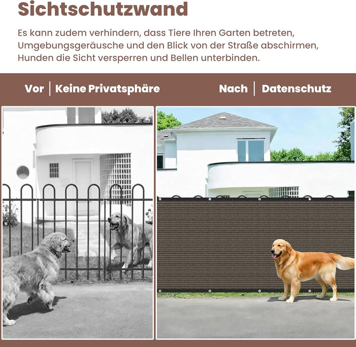 Zaunblende Sichtschutz Braun-Schwarz,1.2x6m,Sichtschutzzaun 90% HDPE-Schattennetz für den Aussenbere