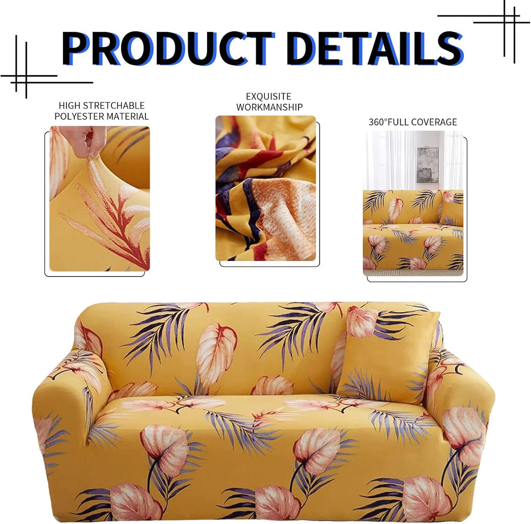 Lydevo Sofabezug 1 Sitzer Stretch Sofahusse Elastischer Sofabezug Spandex Sofa Überzug mit 3 Kissenb