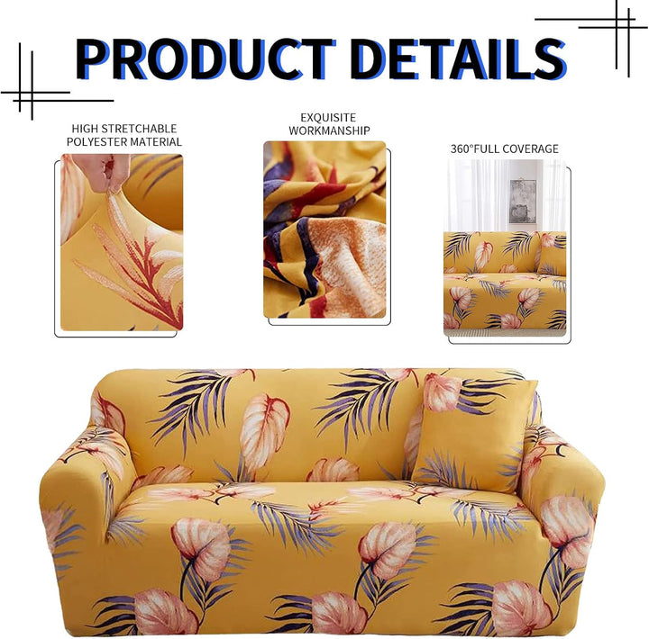 Lydevo Sofabezug 1 Sitzer Stretch Sofahusse Elastischer Sofabezug Spandex Sofa Überzug mit 3 Kissenb