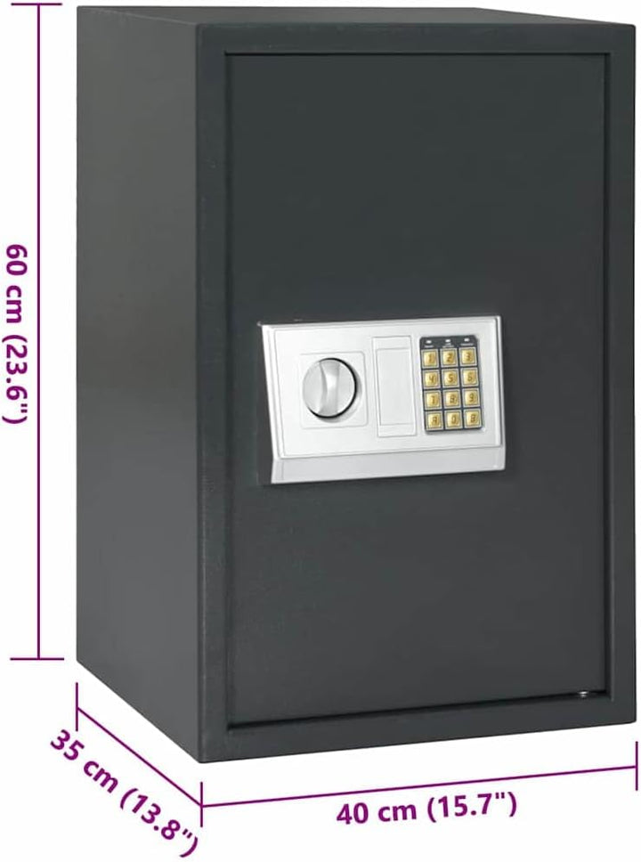 vidaXL Digitaler Safe mit Schloss Dunkelgrau 40 x 35 x 60 cm Stahl, Heim-Büro, moderner digitaler Sa