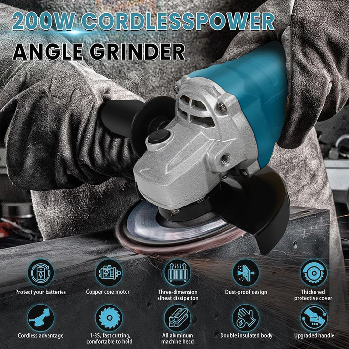 Akku Winkelschleifer Kompatibel mit Makita 18V Lithium-Akku, Bürstenloser Elektro Winkelschleifer mi