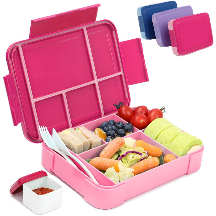 Bugucat Brotdose Kinder mit Fächern 1330ML,Lunchbox Kinder Bento Box Auslaufsicher mit 6 Fächern Bes
