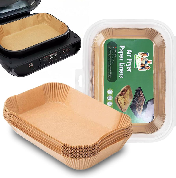 100Pcs Backpapier für Heissluftfritteuse, Luftfritteusenpapier 28cm x 15cm Airfryer Backpapier kompa