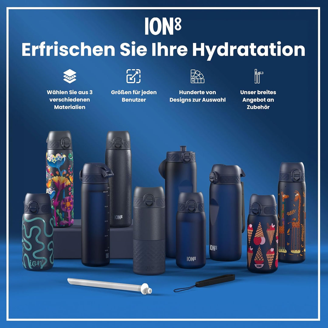ion8 1 Liter Trinkflasche, 1000ml, Auslaufsicher, Einhandöffnung, Sichere Verriegelung, Spülmaschine