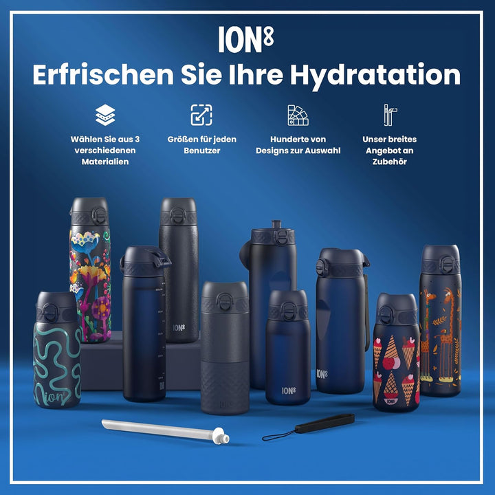 ion8 1 Liter Trinkflasche, 1000ml, Auslaufsicher, Einhandöffnung, Sichere Verriegelung, Spülmaschine