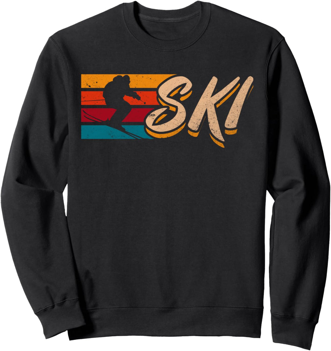Vintage Skispringen Urlaub Retro Skifahrer Sweatshirt