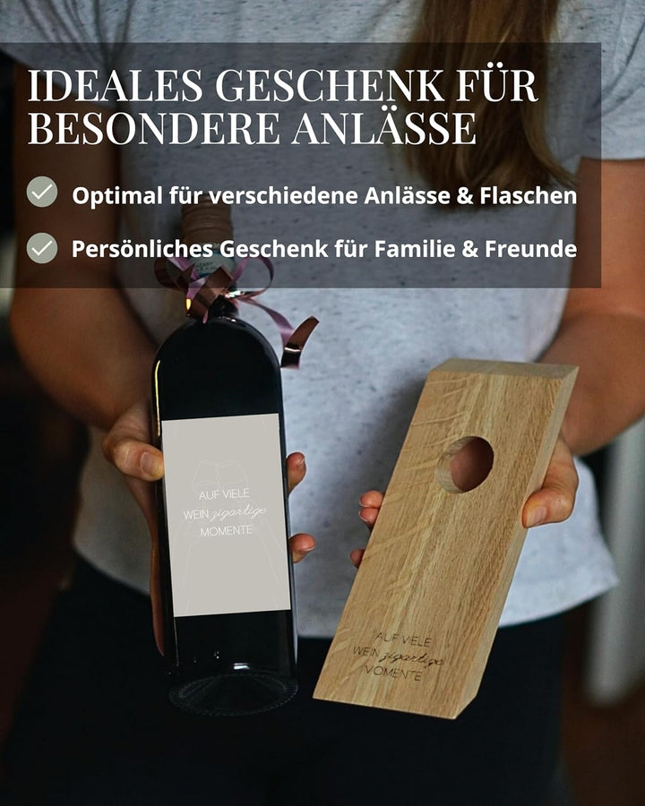 Livlig53 Weinflaschenhalter aus Holz, Magischer Flaschenhalter aus Eiche mit personalisiertem Weinet