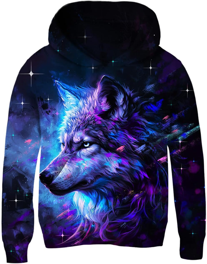 Fanient Pullover Jungen Mädchen 3D Print Fleece Hoodie Kinder Hooded Sweatshirt with Kangaroo Pocket
