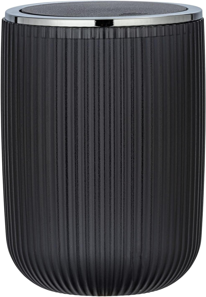 WENKO Schwingdeckeleimer Mod. Agropoli S Grau, 2 Liter, Badezimmer-Mülleimer mit Deckel, Abfalleimer