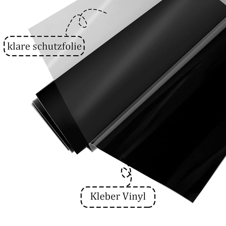 HTVRONT Vinylfolie Plotter Rollen 30.48cm x 152.4cm Matte Schwarz und Weiss Plotterfolie Selbstklebe