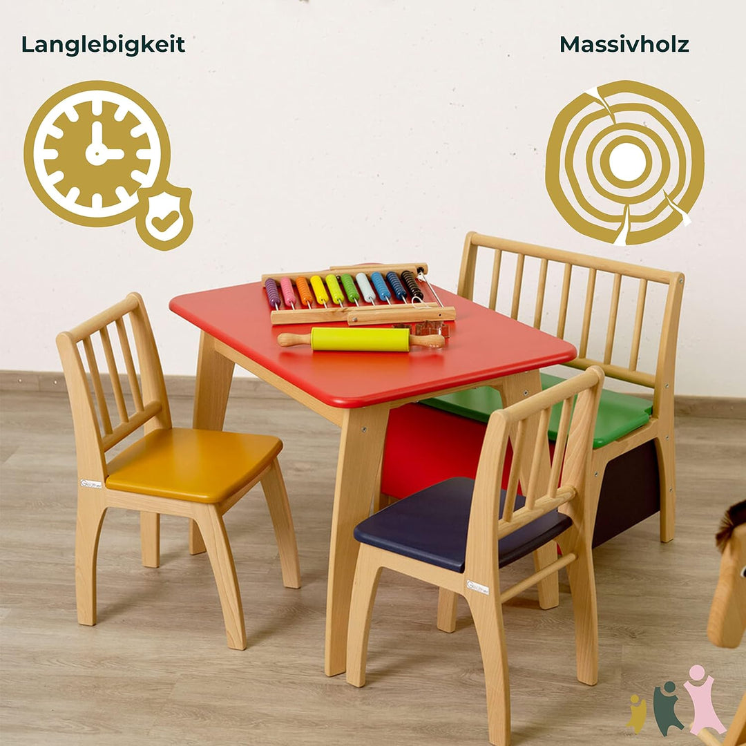 Geuther Tisch Bambino Höhe 55 cm Buche-Massivholz Ideales Kinderzimmerzubehör bis 6 Jahre Passender