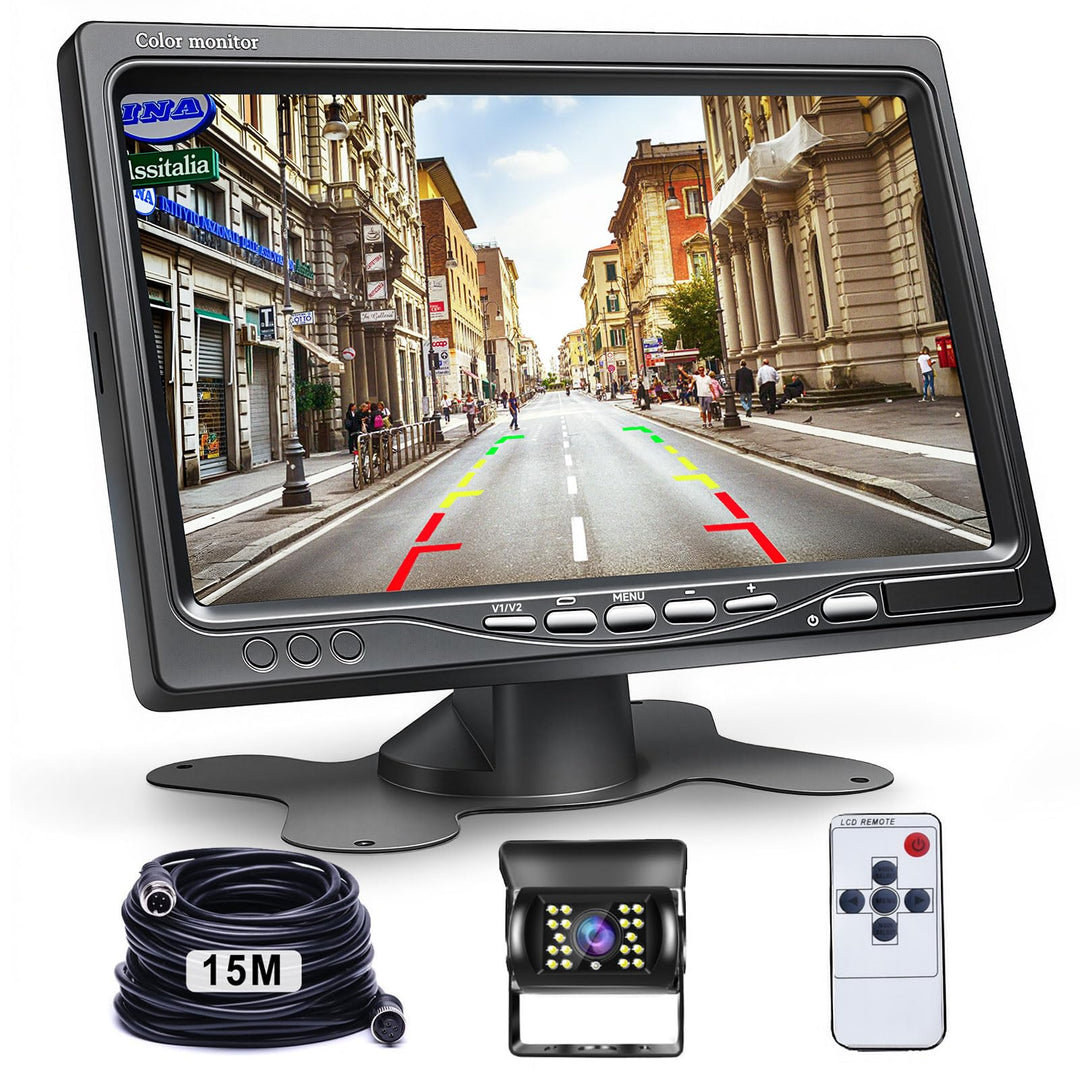 Hodozzy Rückfahrkamera Auto und 7 Zoll LCD Monitor Set, Nachtsicht Wasserdichtes Backup Kamera 12V-2