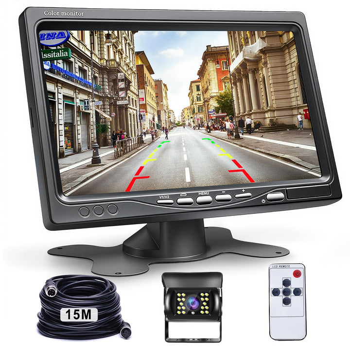 Hodozzy Rückfahrkamera Auto und 7 Zoll LCD Monitor Set, Nachtsicht Wasserdichtes Backup Kamera 12V-2