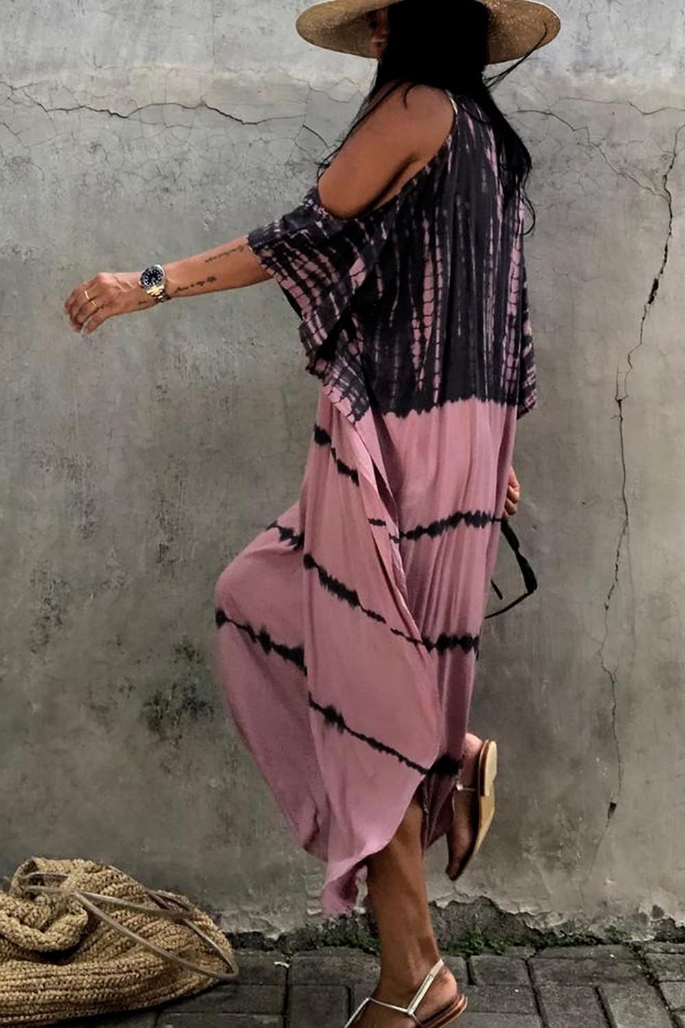 YouKD Sommer Long Kaftan Bohemian Loungewear Strandbadeanzug Aufdecken Maxikleid für Damen Einheitsg