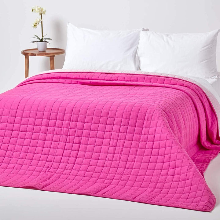 Homescapes Gesteppte Tagesdecke, pink/rosa, Bettüberwurf aus 100% Baumwolle, Wendetagesdecke, 200 x