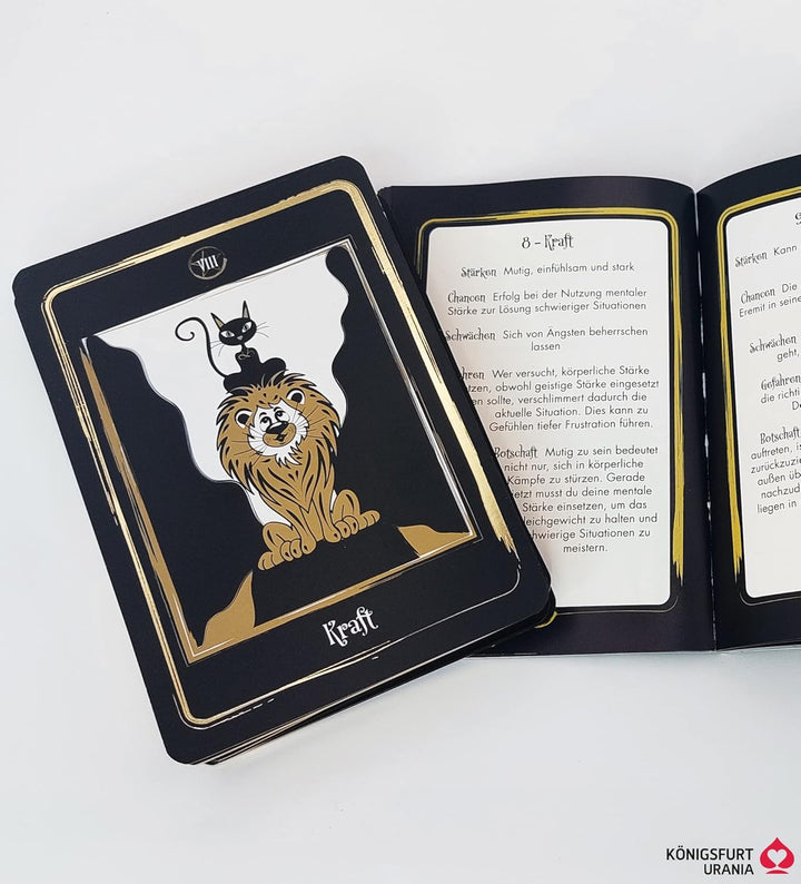 Golden Black Cat Tarot - Hochwertige Stülpdeckelschachtel mit Goldfolie: 78 Karten mit Golddruck und