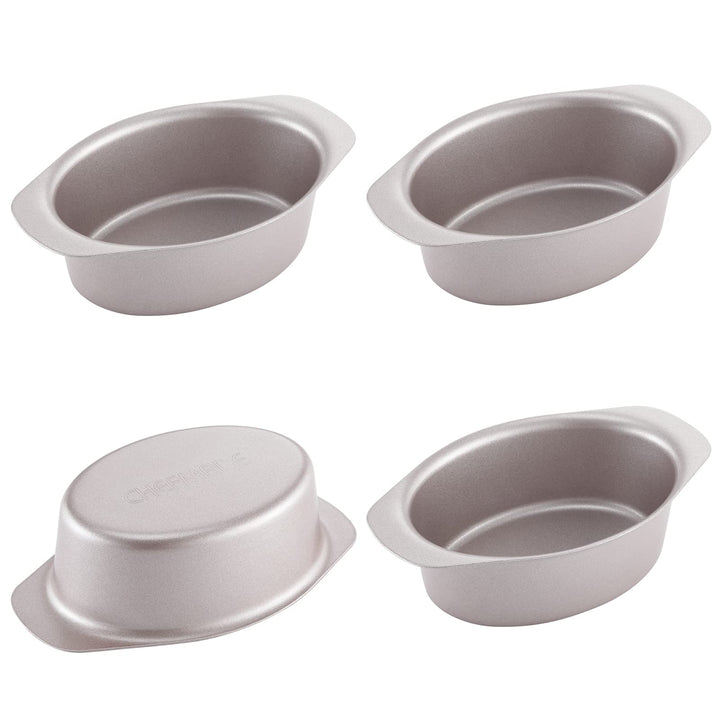 CHEFMADE Mini Käse Kuchen Pan Set, 3,7-zoll 4Pcs Nicht-Stick Oval Kuchen und Loaf Backformen für Ofe