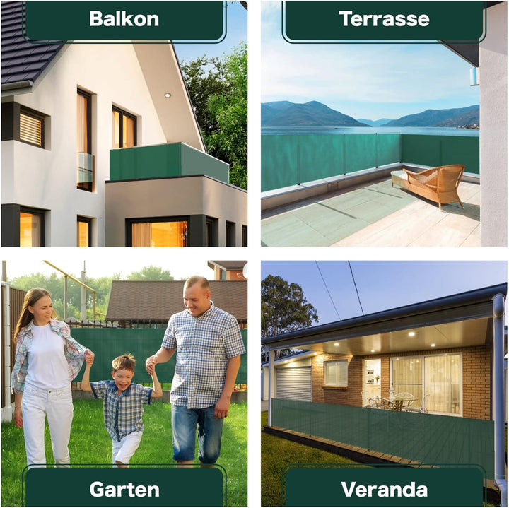 AGROFLOR Zaun und Balkon Sichtschutz, Sichtschutzstreifen, Schattiermatte, Windschutz, 1 x 5 m, inkl